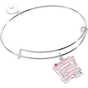 Alex and Ani ‘Good Things Are Going to Happen’ Charm Bangle Bracelets(Shiny Silver)
